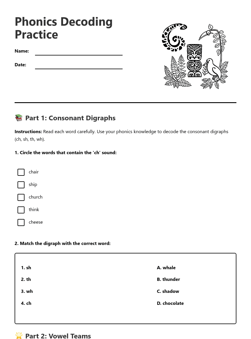 Phonics Decoding Practice worksheet preview