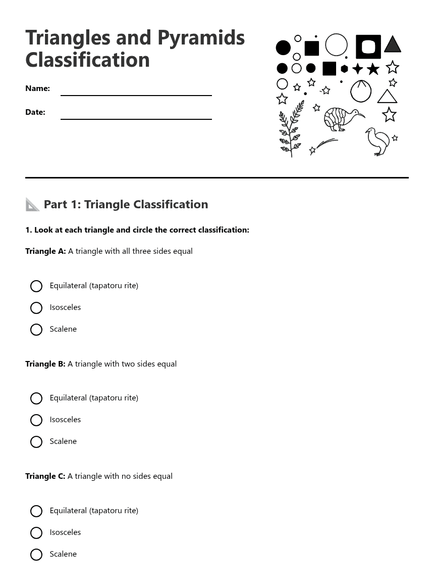 Triangles and Pyramids Classification worksheet preview