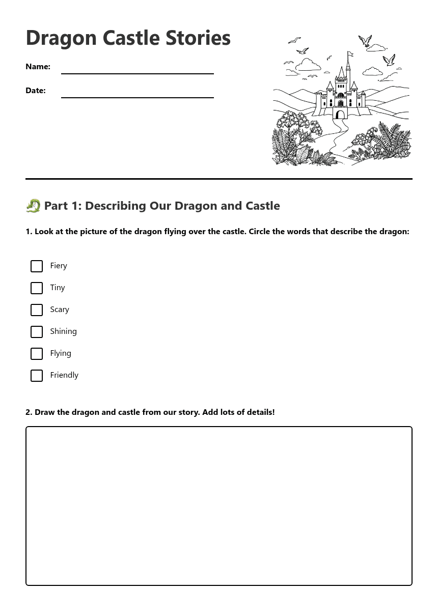 Dragon Castle Stories worksheet preview