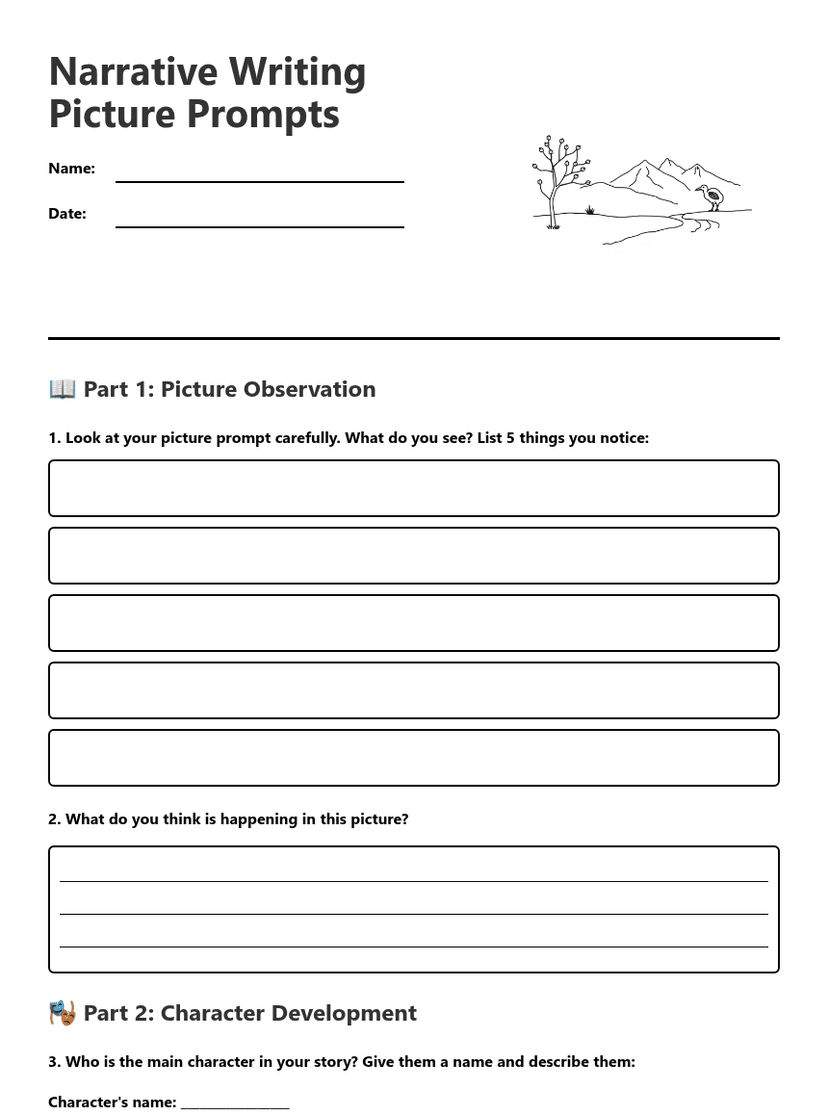Narrative Writing Picture Prompts