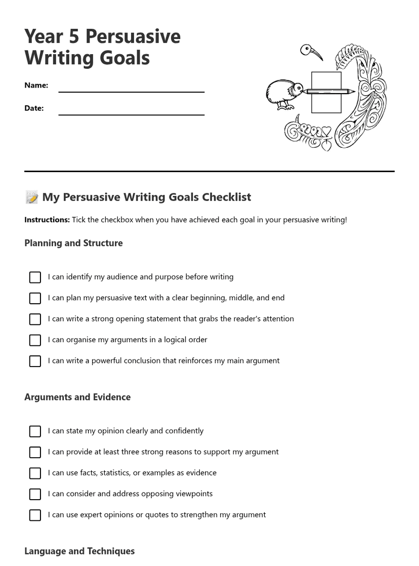 Year 5 Persuasive Writing Goals