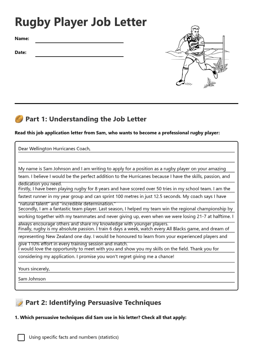 Rugby Player Job Letter