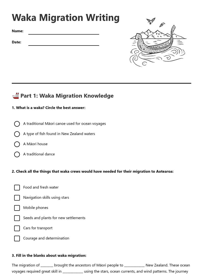 Waka Migration Writing