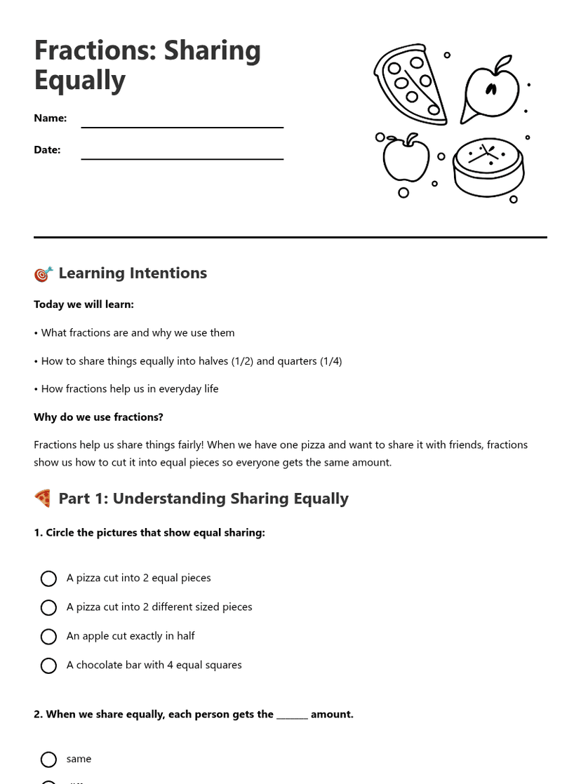 Fractions: Sharing Equally