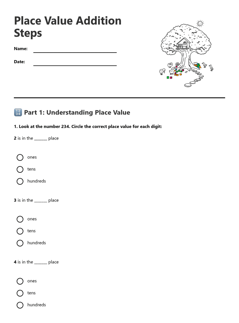 Place Value Addition Steps