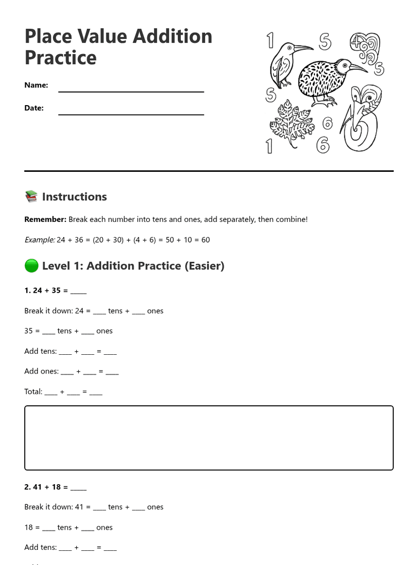 Place Value Addition Practice