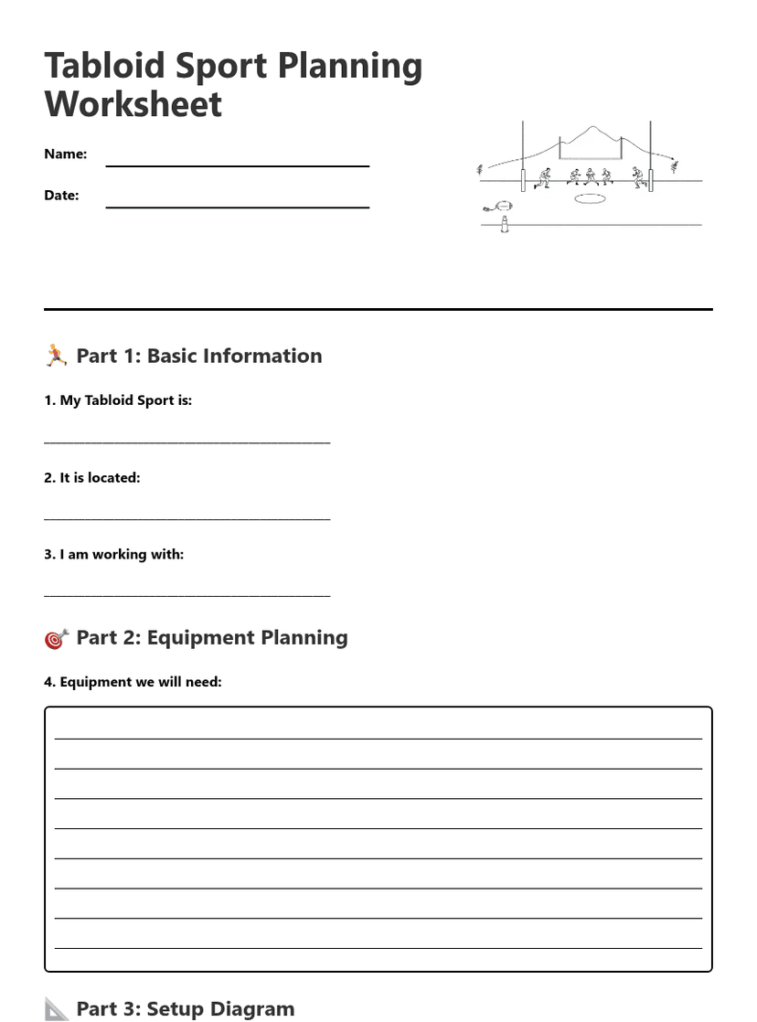 Tabloid Sport Planning Worksheet