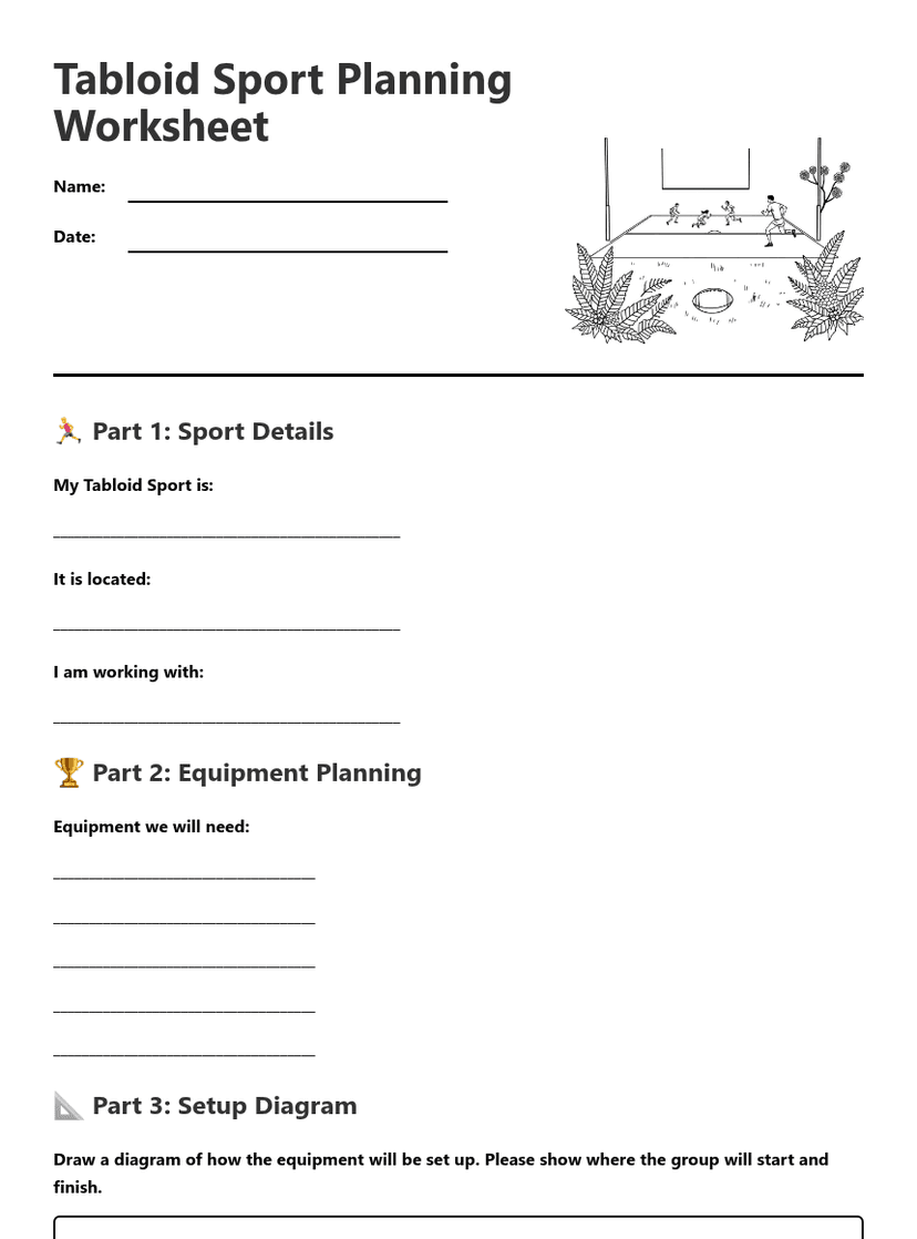 Tabloid Sport Planning Worksheet