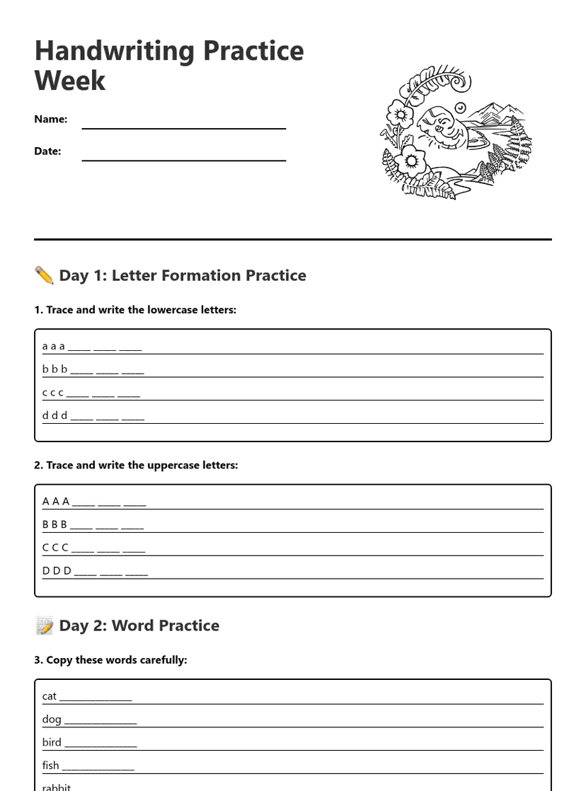 Handwriting Practice Week