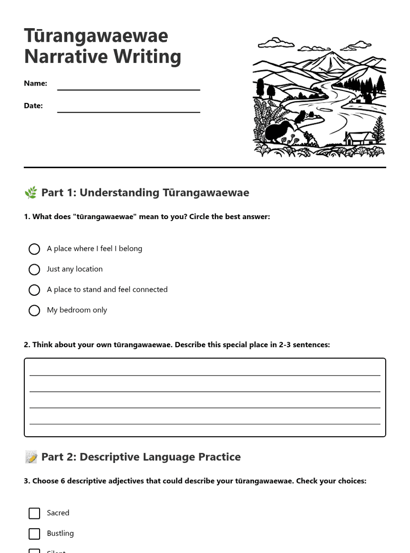 Tūrangawaewae Narrative Writing