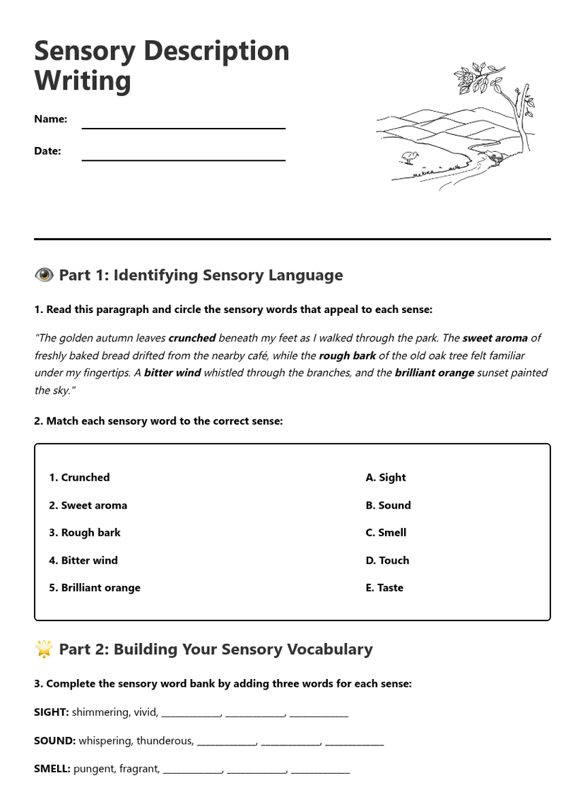 Sensory Description Writing