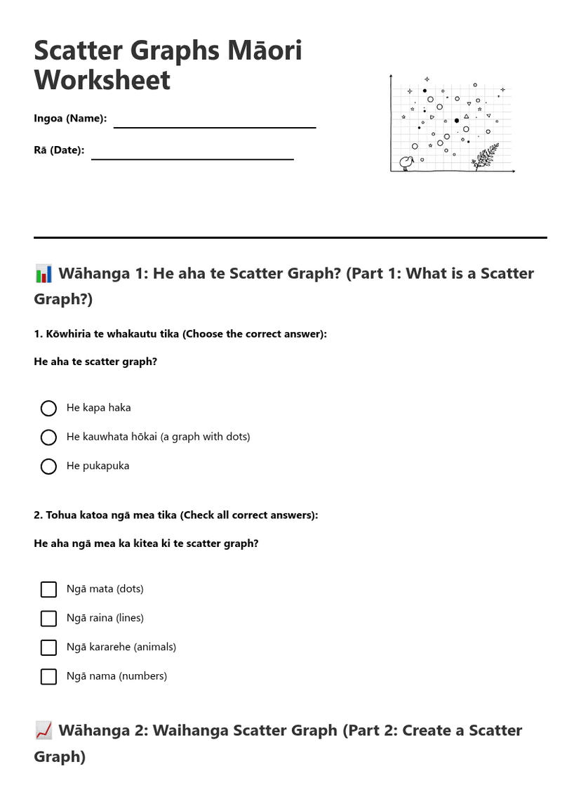 Scatter Graphs Māori Worksheet