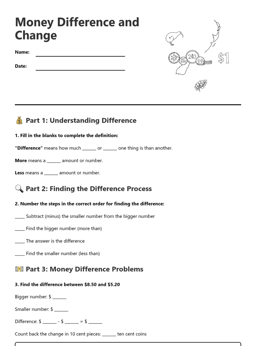 Money Difference and Change