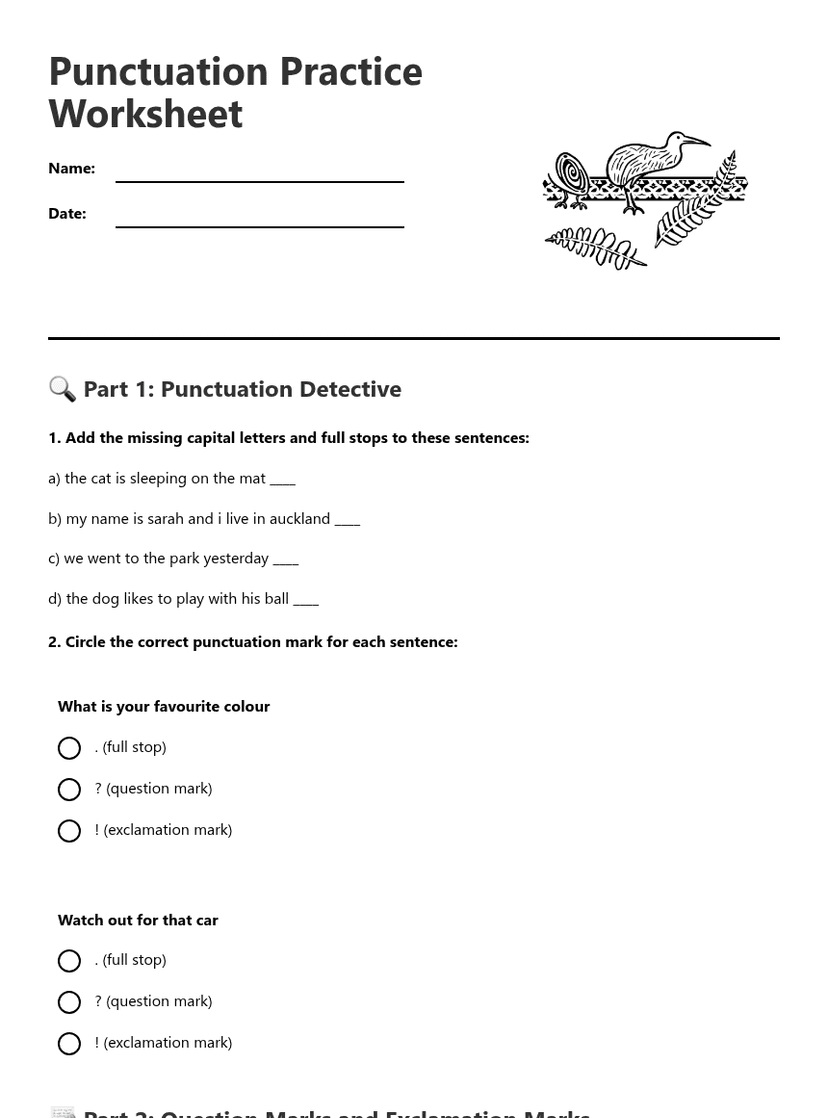 Punctuation Practice Worksheet