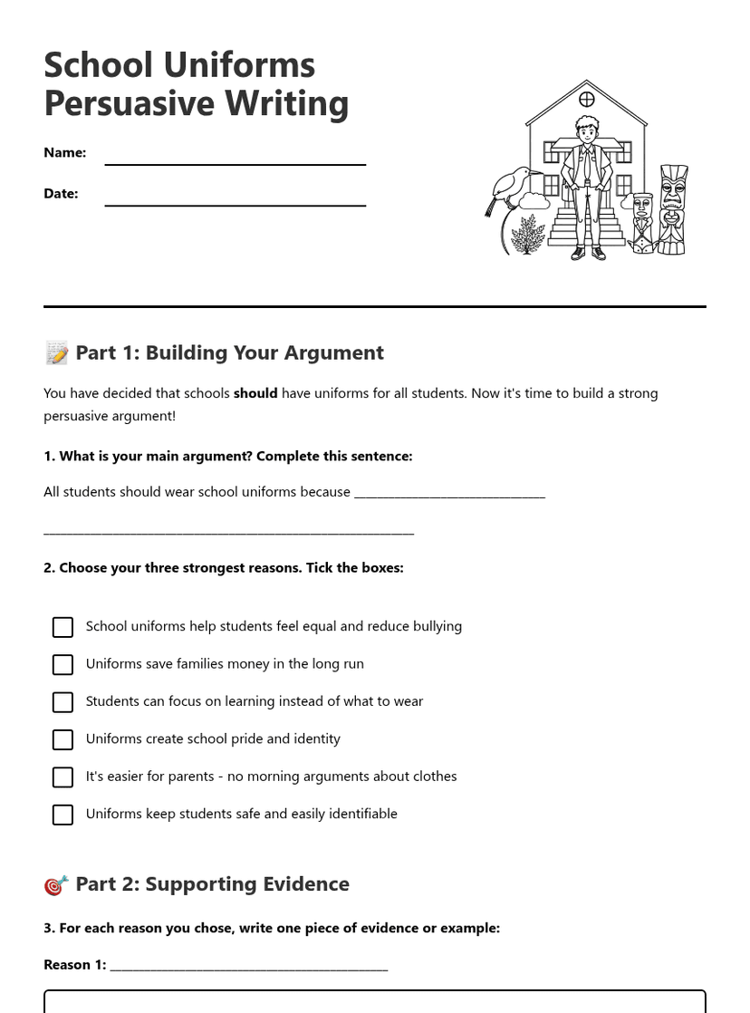 School Uniforms Persuasive Writing