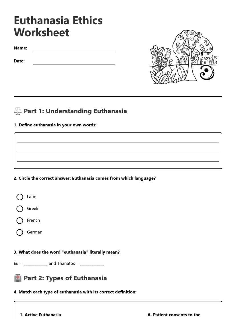 Euthanasia Ethics Worksheet