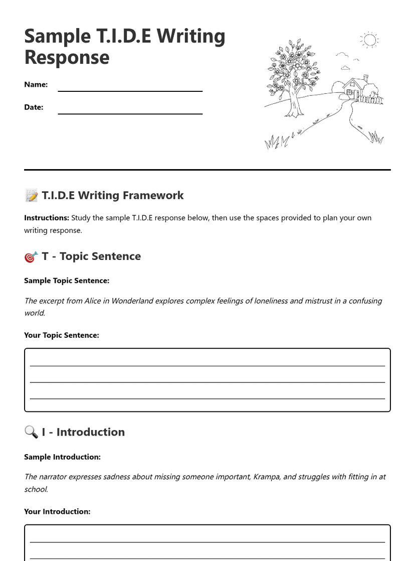 Sample T.I.D.E Writing Response