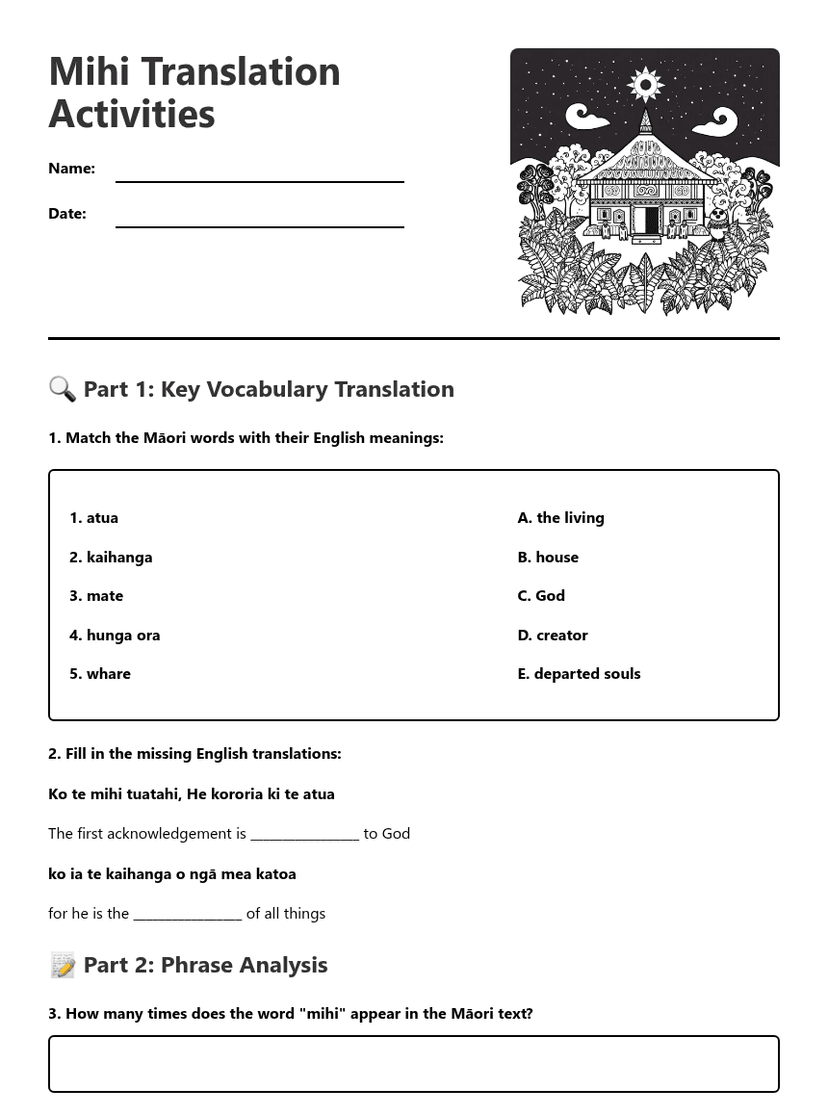 Mihi Translation Activities
