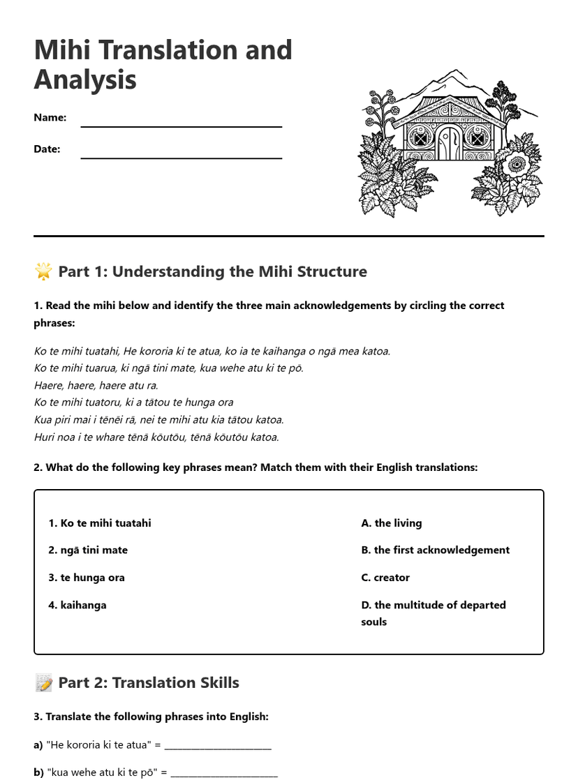 Mihi Translation and Analysis