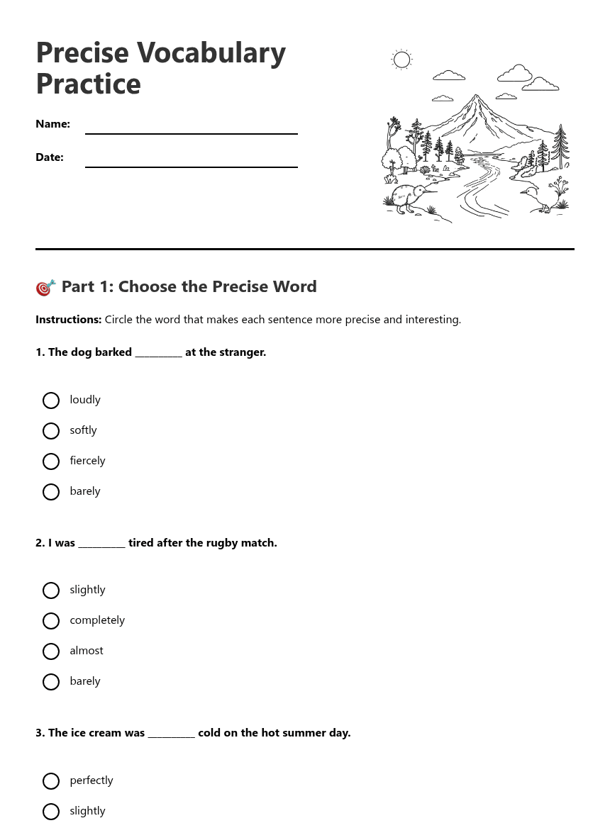 Precise Vocabulary Practice worksheet preview