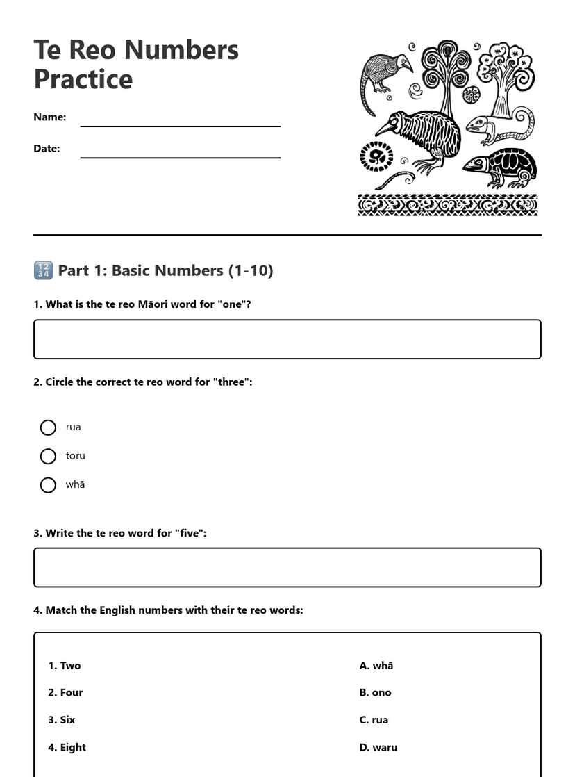 Te Reo Numbers Practice