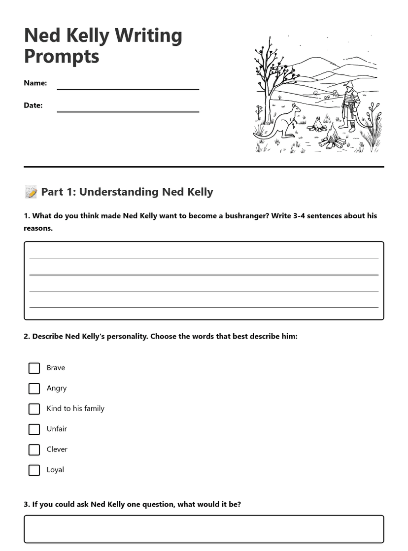 Ned Kelly Writing Prompts