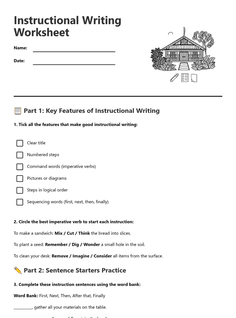 Instructional Writing Worksheet