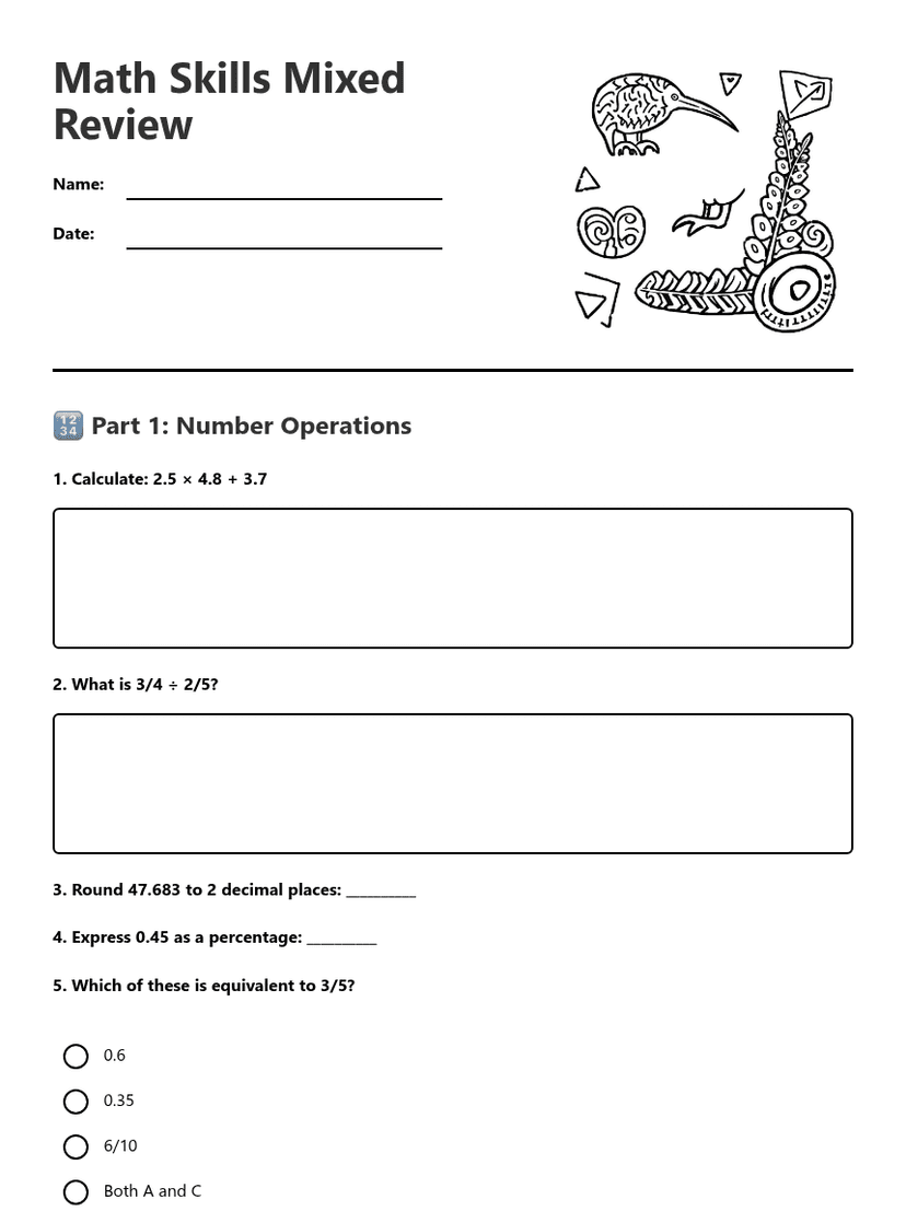 Math Skills Mixed Review