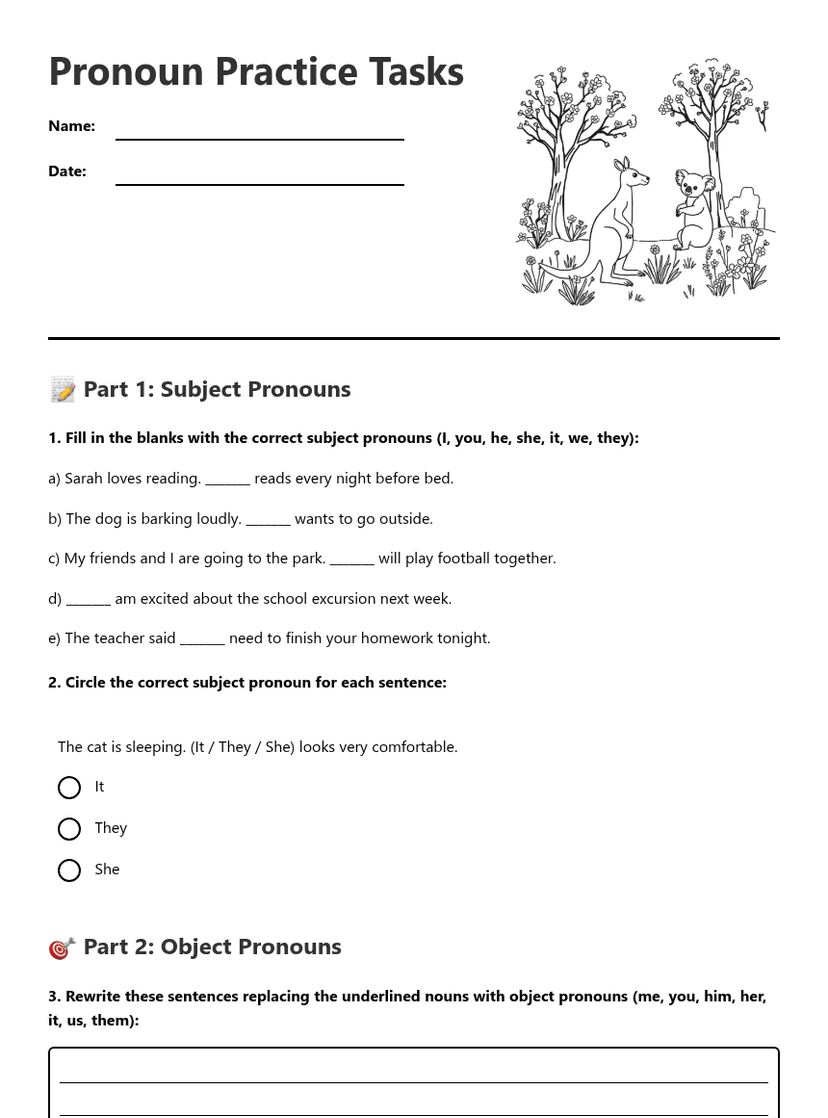 Pronoun Practice Tasks