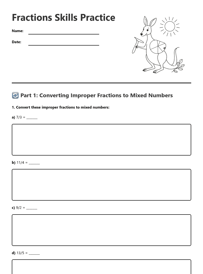 Fractions Skills Practice worksheet preview
