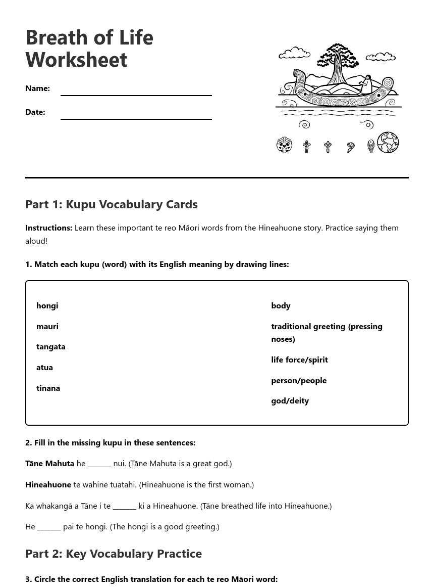 Breath of Life Worksheet worksheet preview