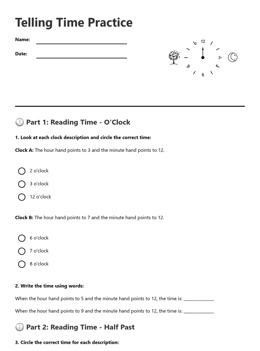 Telling Time Practice
