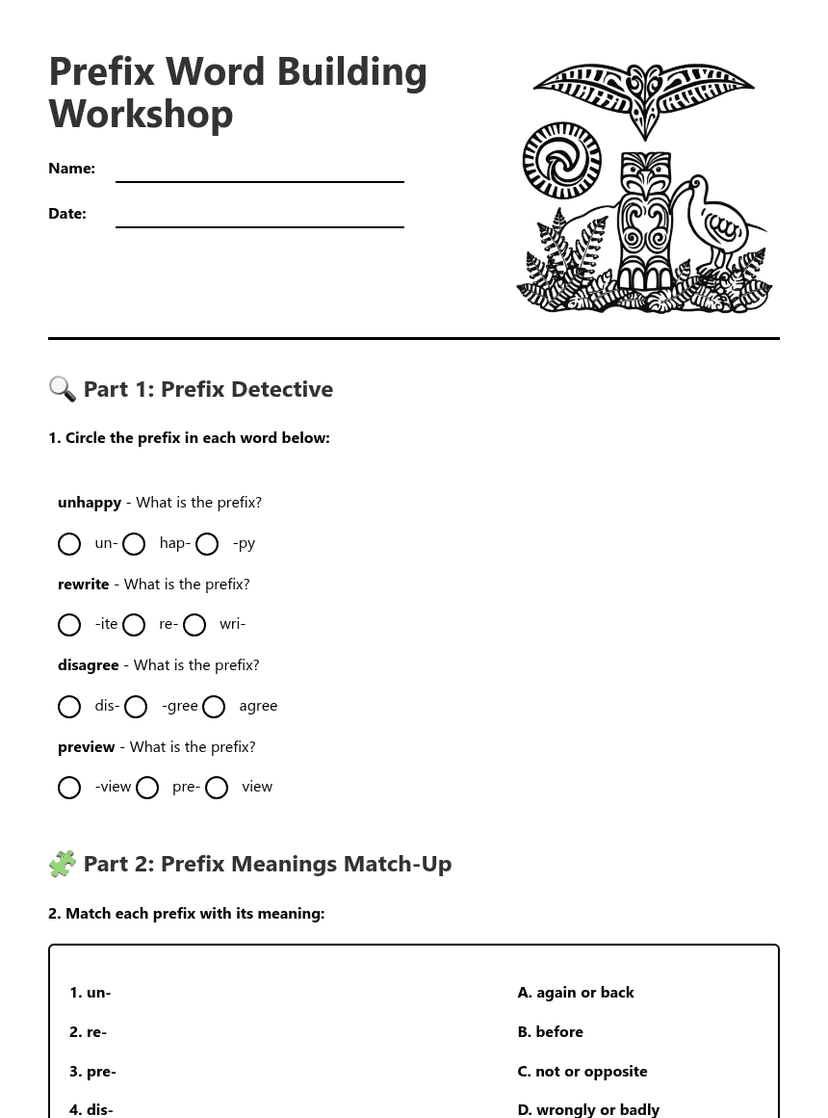Prefix Word Building Workshop