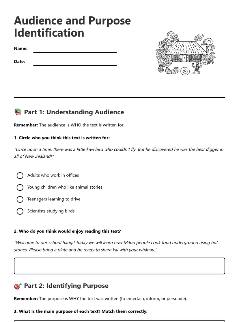 Audience and Purpose Identification