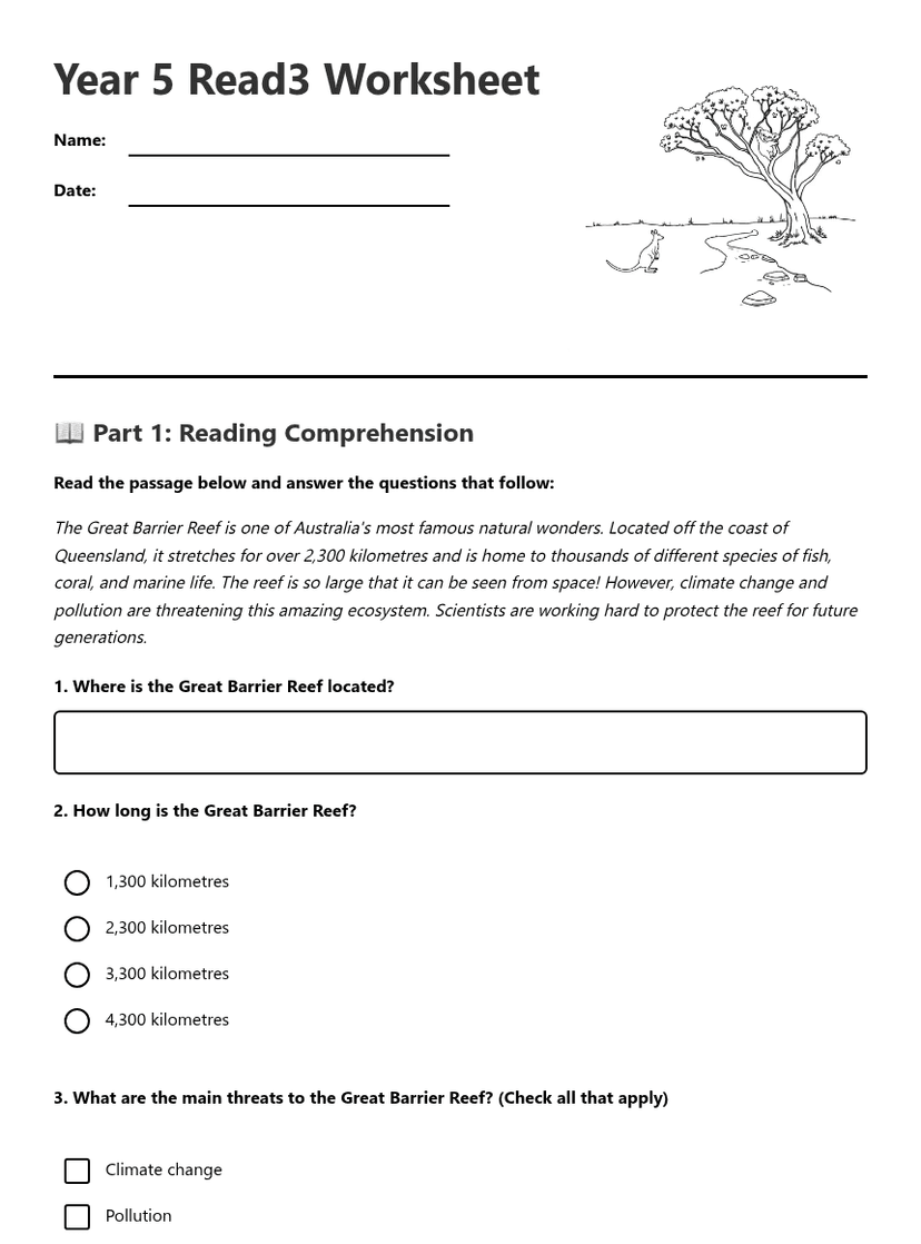 Year 5 Read3 Worksheet