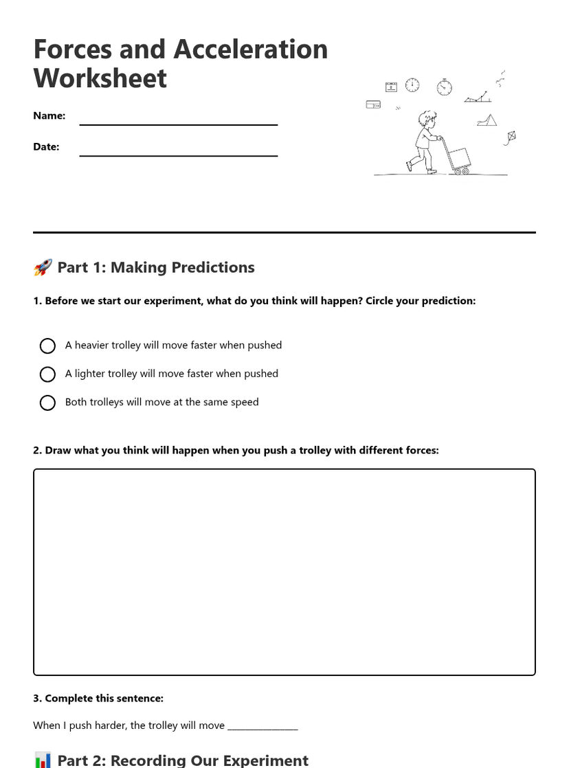 Forces and Acceleration Worksheet