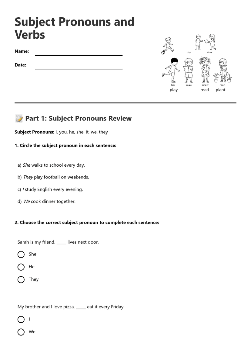 Subject Pronouns and Verbs