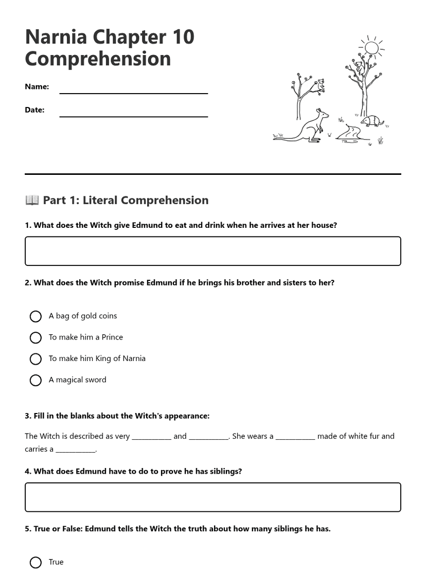 Narnia Chapter 10 Comprehension