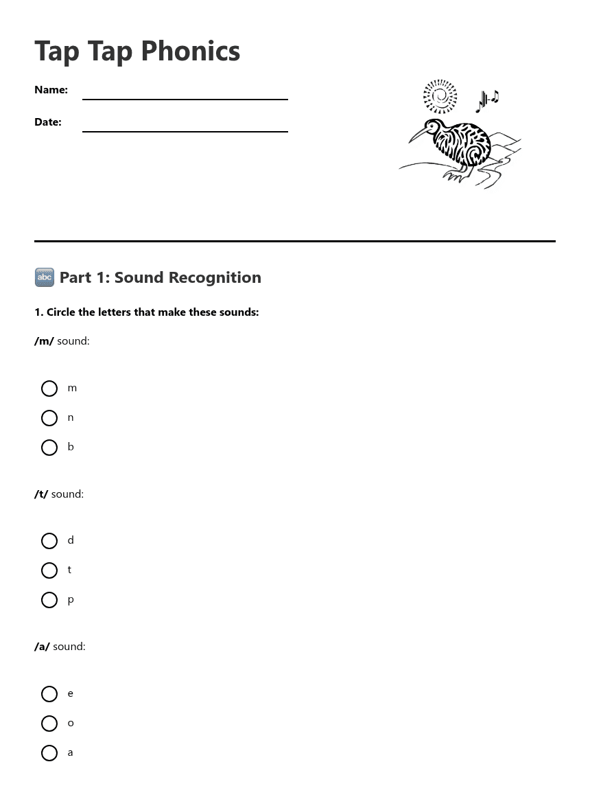 Tap Tap Phonics worksheet preview