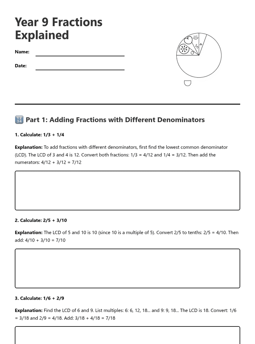 Year 9 Fractions Explained