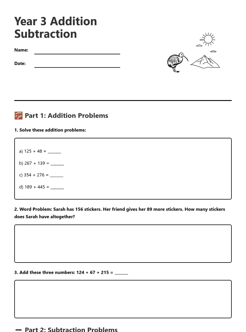 Year 3 Addition Subtraction