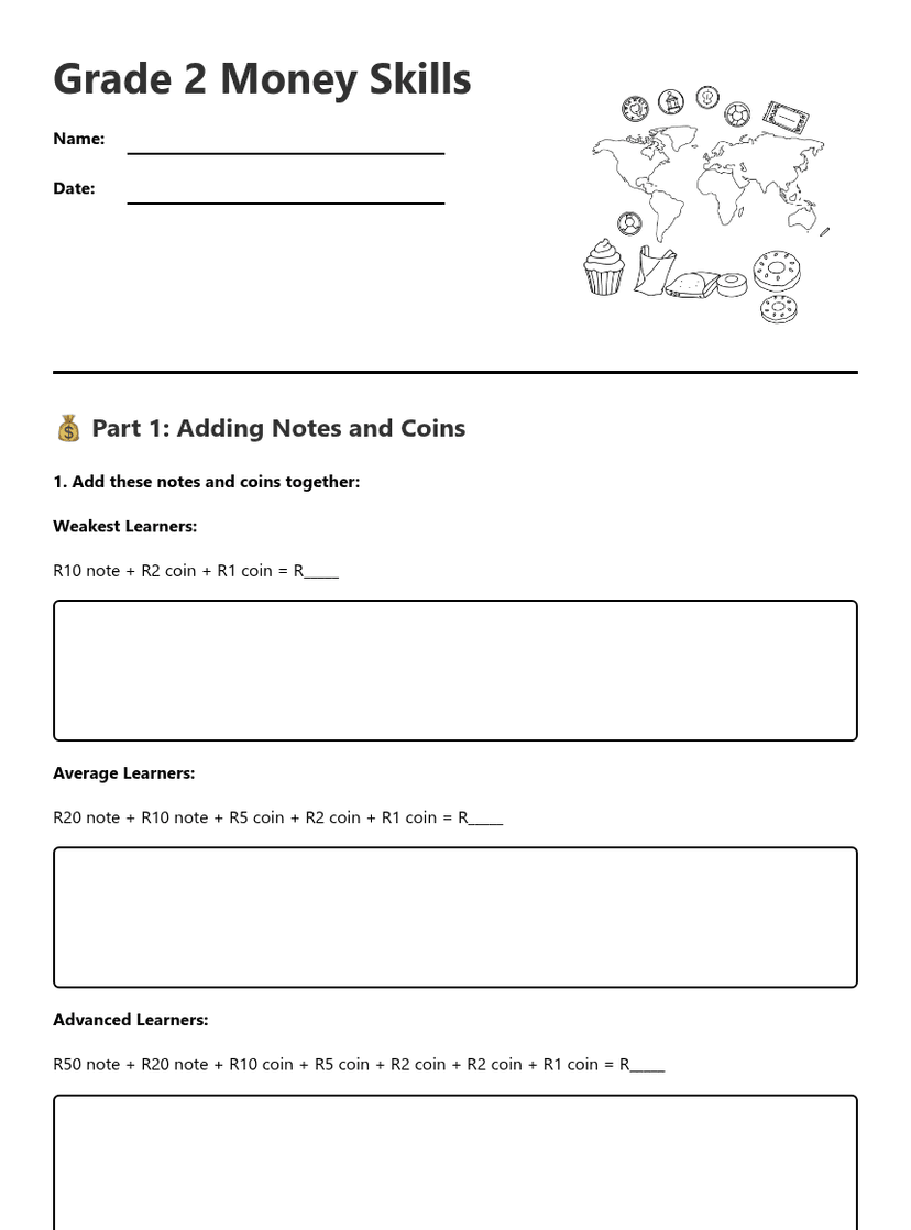 Grade 2 Money Skills