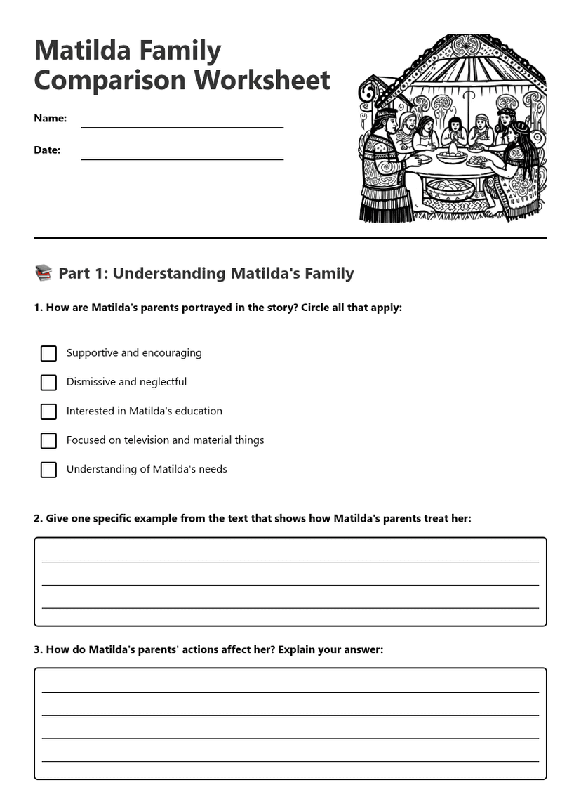 Matilda Family Comparison Worksheet