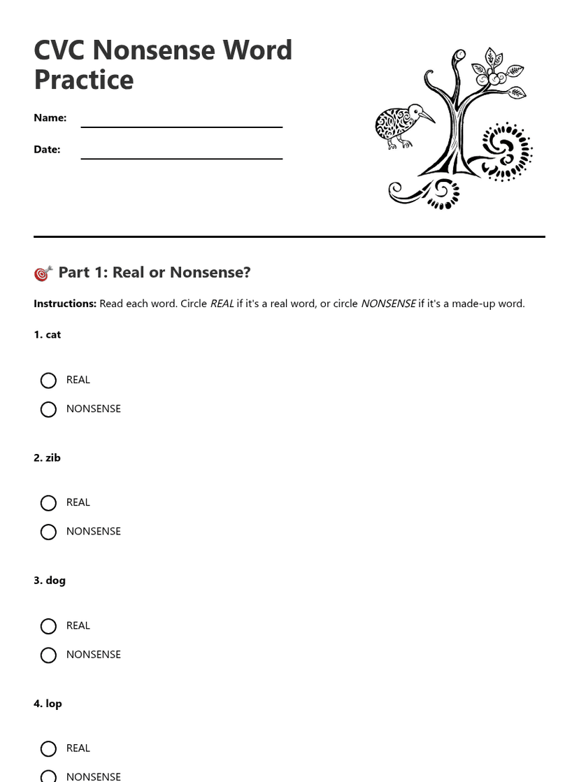 CVC Nonsense Word Practice
