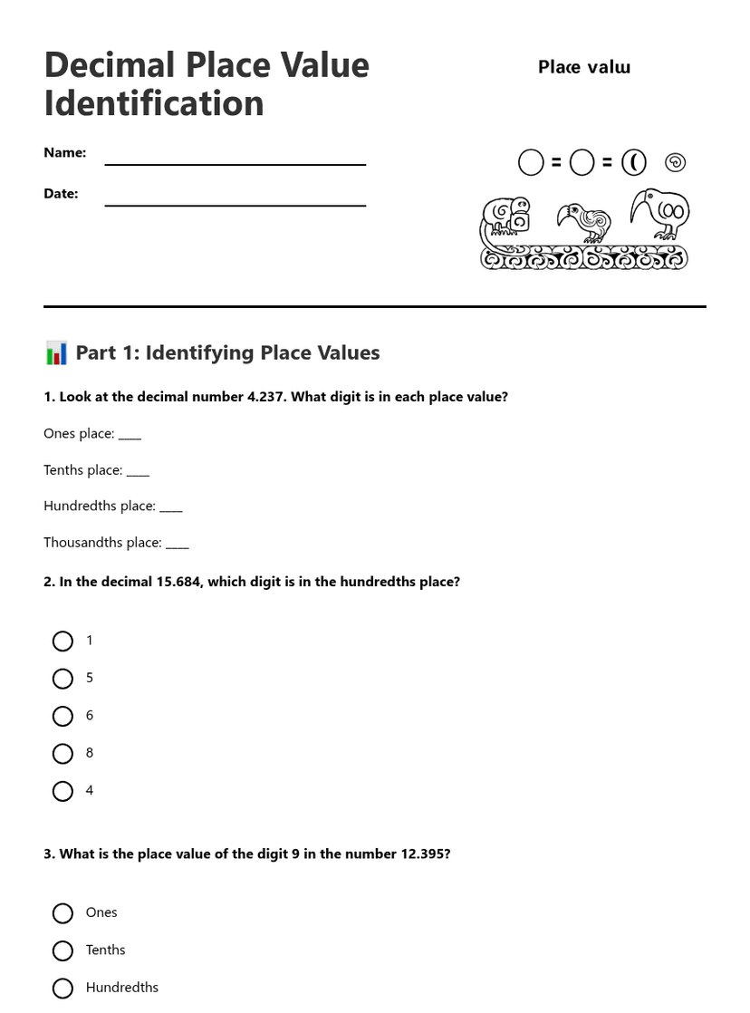 Decimal Place Value Identification