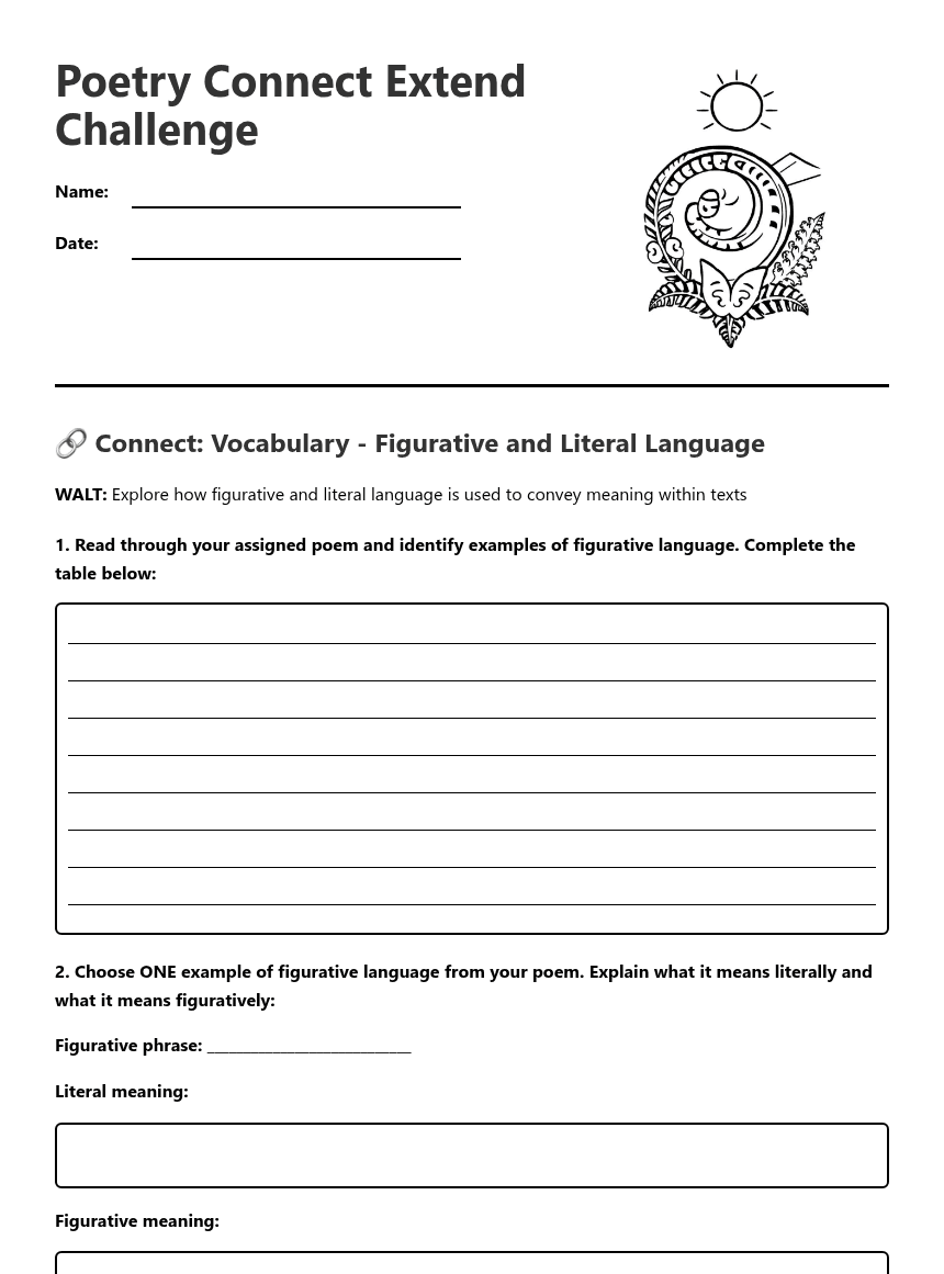 Poetry Connect Extend Challenge worksheet preview