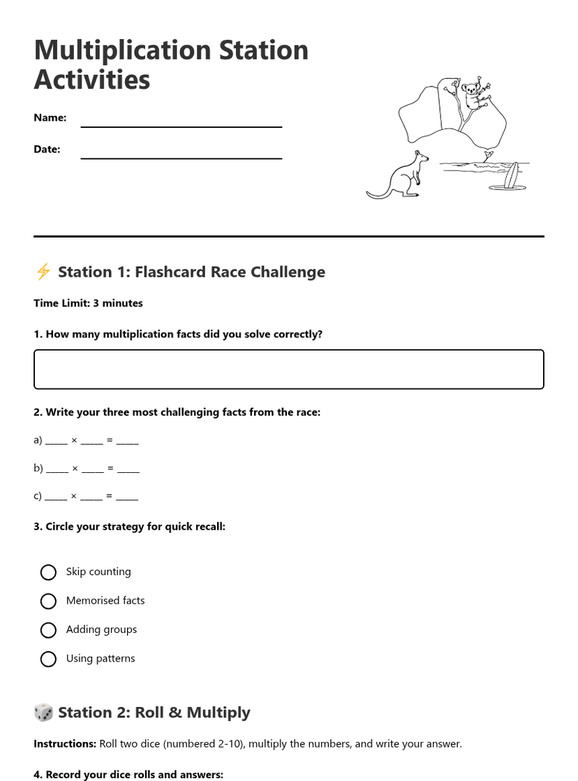 Multiplication Station Activities