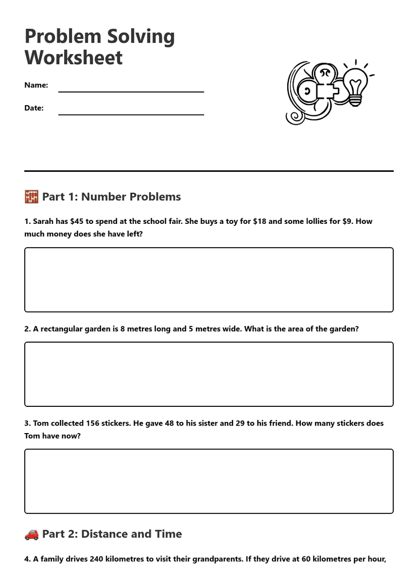 Problem Solving Worksheet