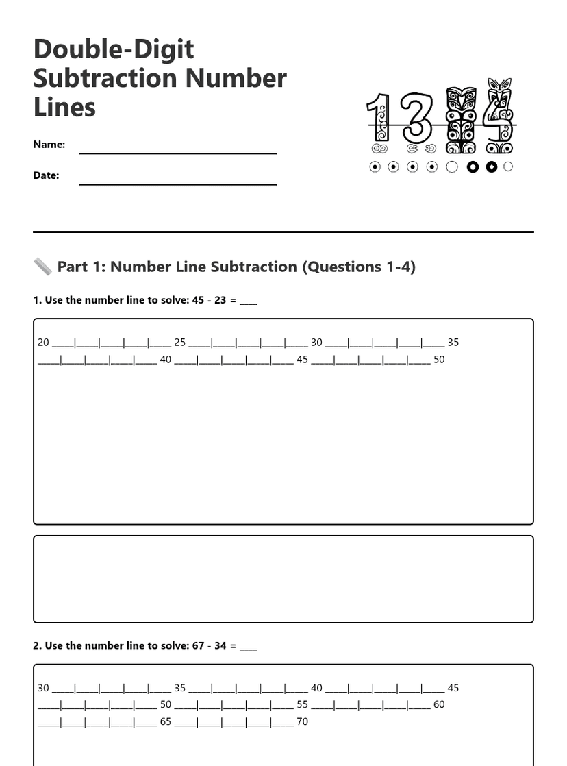 Double-Digit Subtraction Number Lines