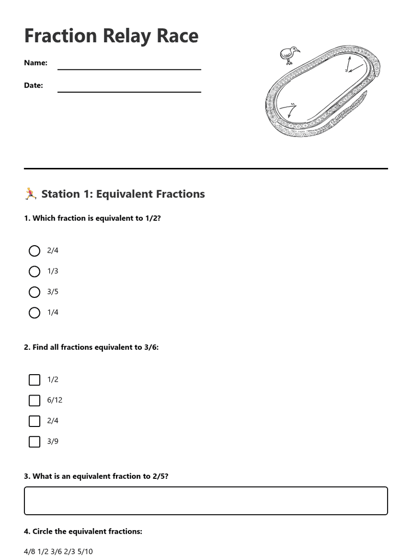 Fraction Relay Race